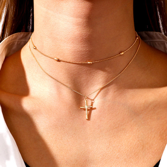 Double-layer Delicate Cross Necklace