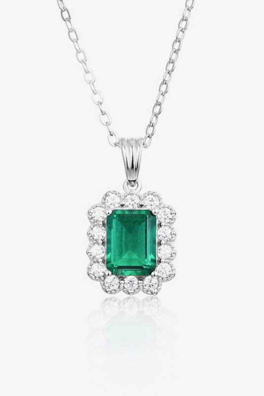 Emerald Pendant 925 Sterling Silver Necklace